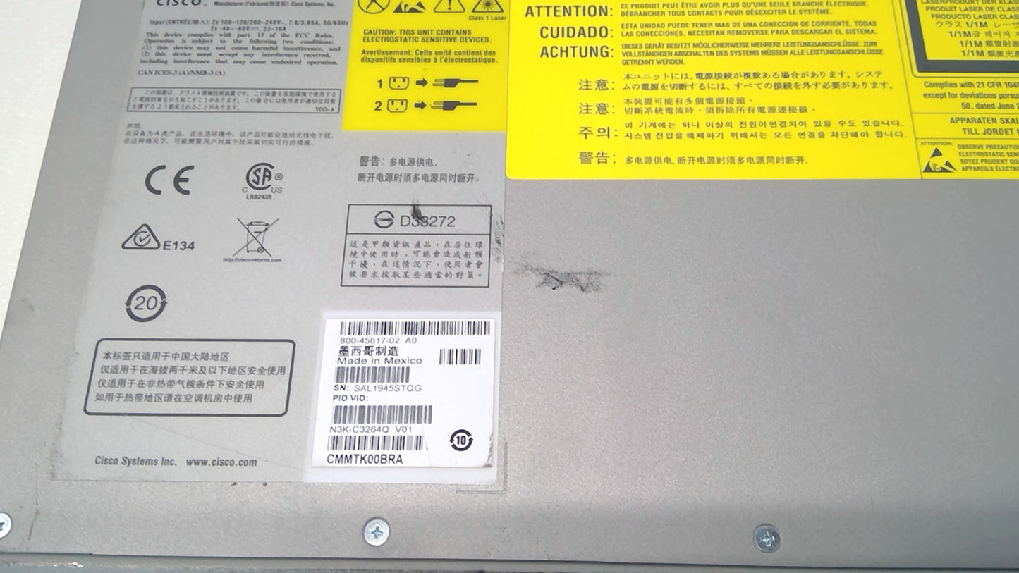 Cisco N3K-C3264Q Nexus 3264Q 64x 40Gb QSFP+ Switch, Dual AC PSU + Fans