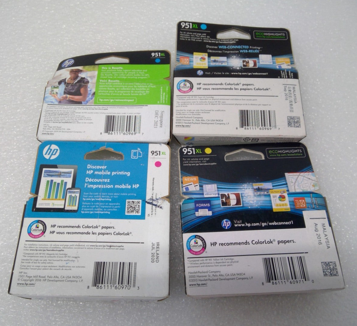 4 Pk HP 951XL High-yield Ink Cartridges 1 Yellow, 2 Cyan, 1 Magenta for 8600