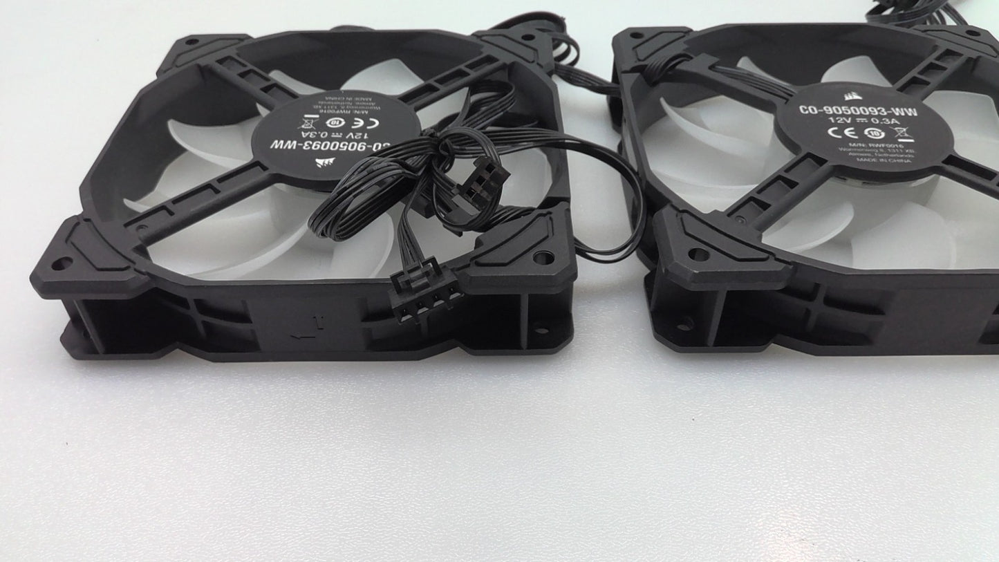 Lot of 3 Corsair Case Fans SP120 12V 0.3A RWF0016 CO-9050093-WW RGB