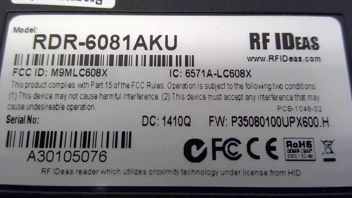 RFIDeas RDR-6081AKU Wave ID pcProx RFID Solo Keystroke HID USB Reader