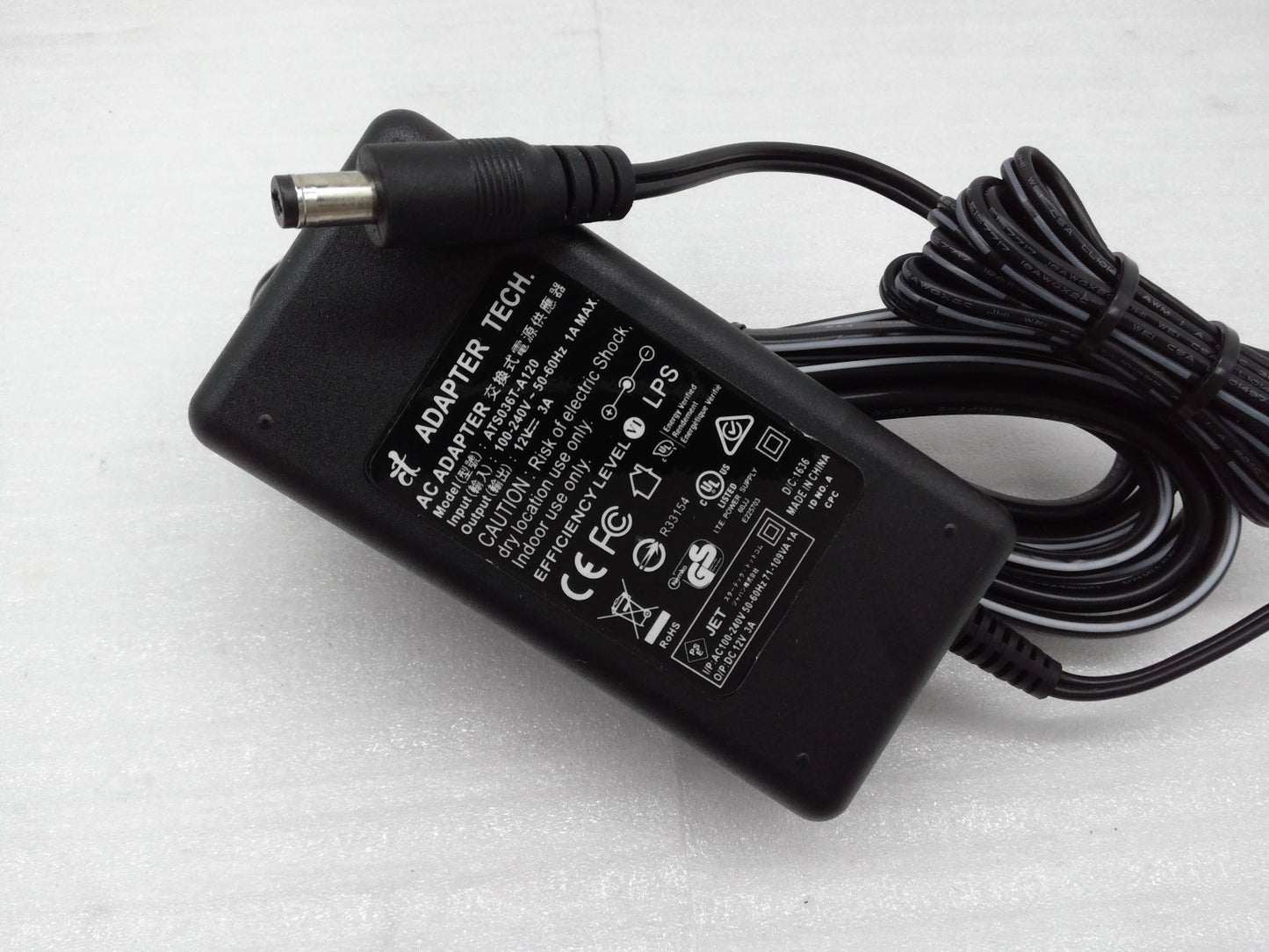ADAPTER TECH ATS036T-A120 Power Supply 12V 3A 30W AC Adapter