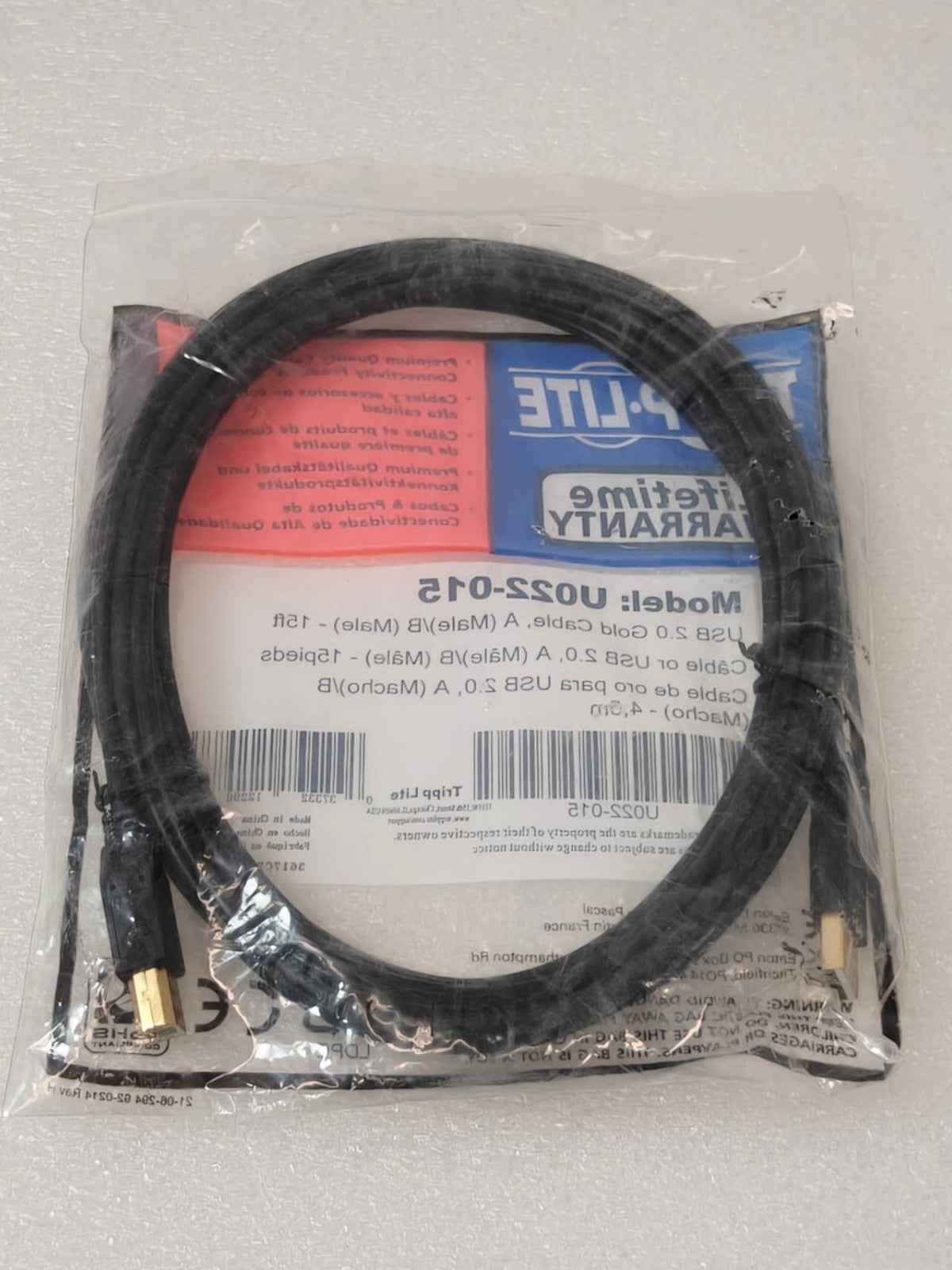 Lot of 10 Tripp Lite U022-015 USB 2.0 Cable A to B Gold M to M Printer Cord 15ft