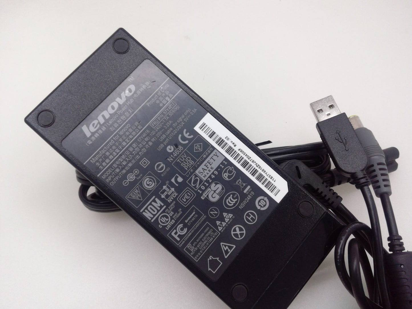 Genuine Lenovo 57Y4616 20V 3.25A Black Power Hub Adapter Tip USB & 7.4*5.0mm