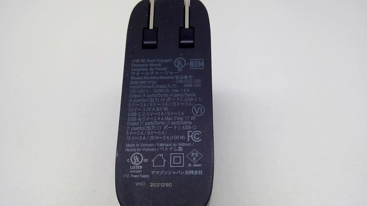 Genuine Amazon Basics B087MDYP24 100W 4-Port USB-C Wall Charger 2 Cables