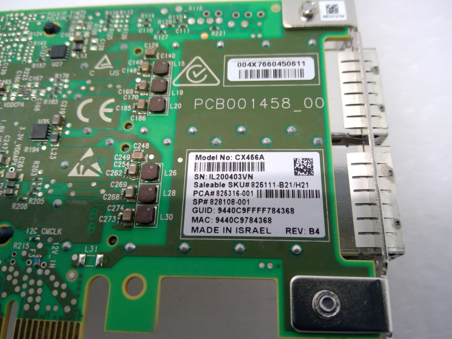 HPE 828108-001 InfiniBand EDR/Ethernet ConnectX-4 100Gb 2P QSFP28 NIC 825111-B21