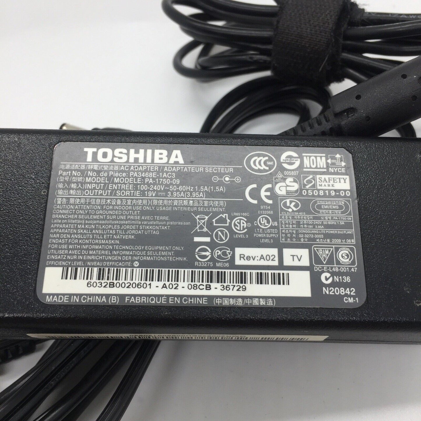 OEM TOSHIBA AC ADAPTER 19V 3.95A ADP 75SB AB BB PA3715U-1ACA PA3468E-1AC3