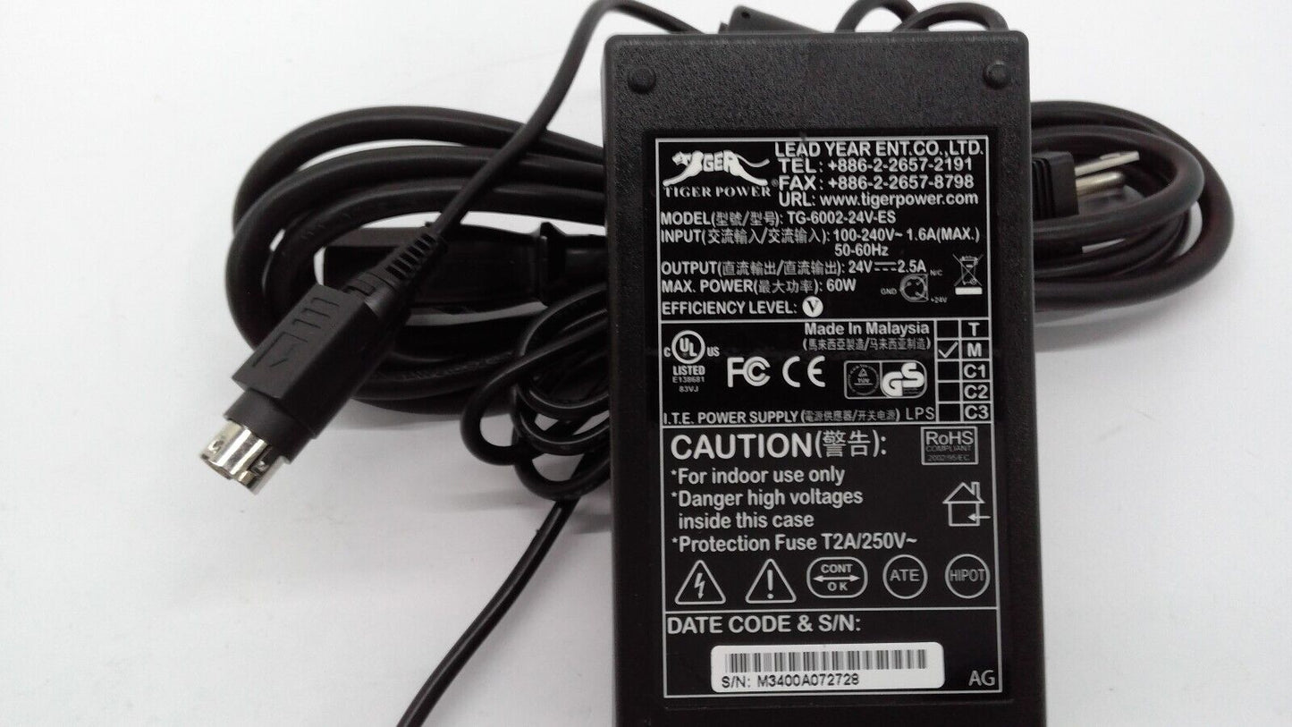 Tiger TG-6002-24V-ES Ac Adapter for TPS A760 Thermal Printer 24V=2.5A FREE S/H