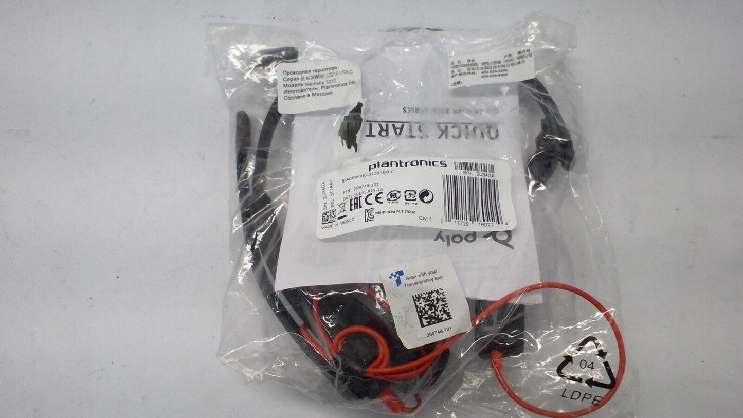 PLANTRONICS Blackwire C3210 209748-101 USB-C Mono Headset