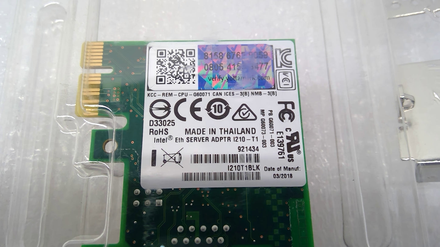 Dell G60071 Intel I210-T1 1Gb Server Adapter PCIe Network Card 1Port G60071-003