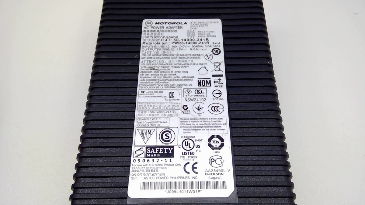 Genuine Motorola 50-14000-241R 12V 9A Power Supply Kit with DC Cable & AC Cord