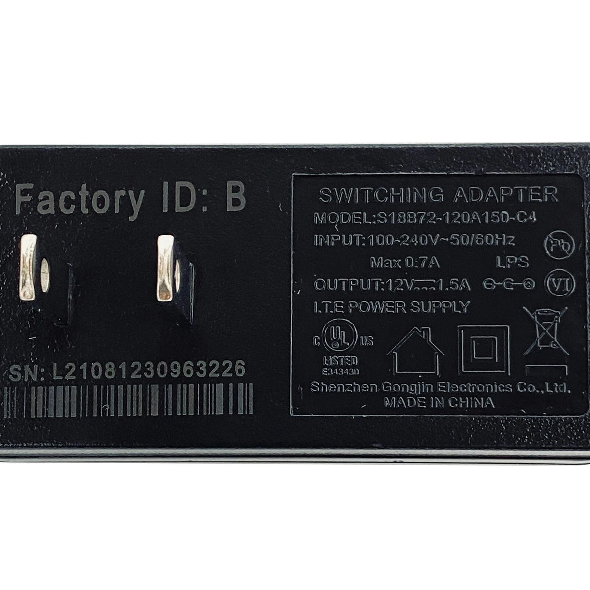 ShenZhen S18B72-120A150-C4 Power Supply 12V 1.5A Switching Adapter D-Link Router