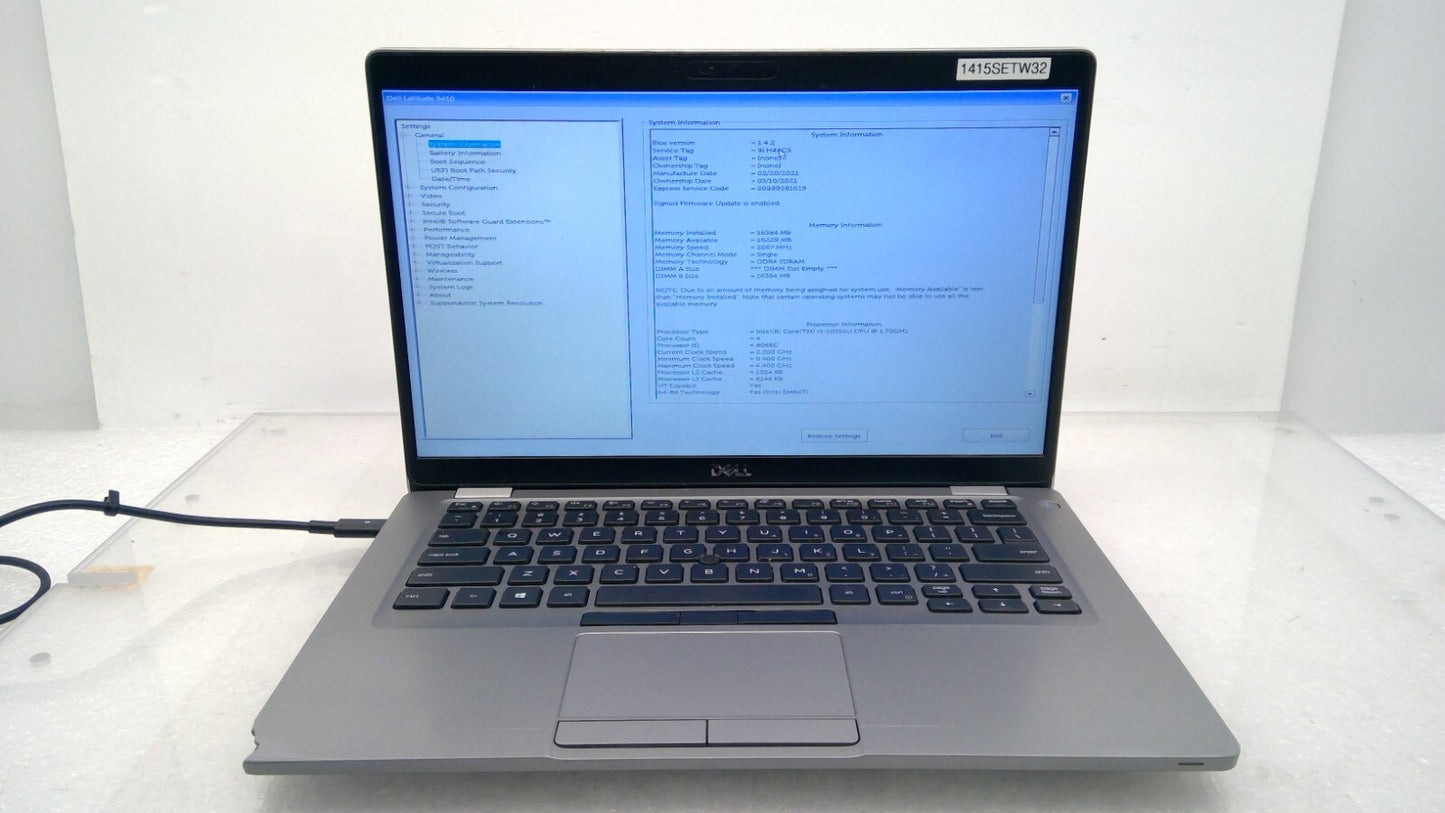 *Read* Dell Latitude 5410 14" i5-10310U@1.7GHz 16G RAM (No HDD/Cover/Battery)B13