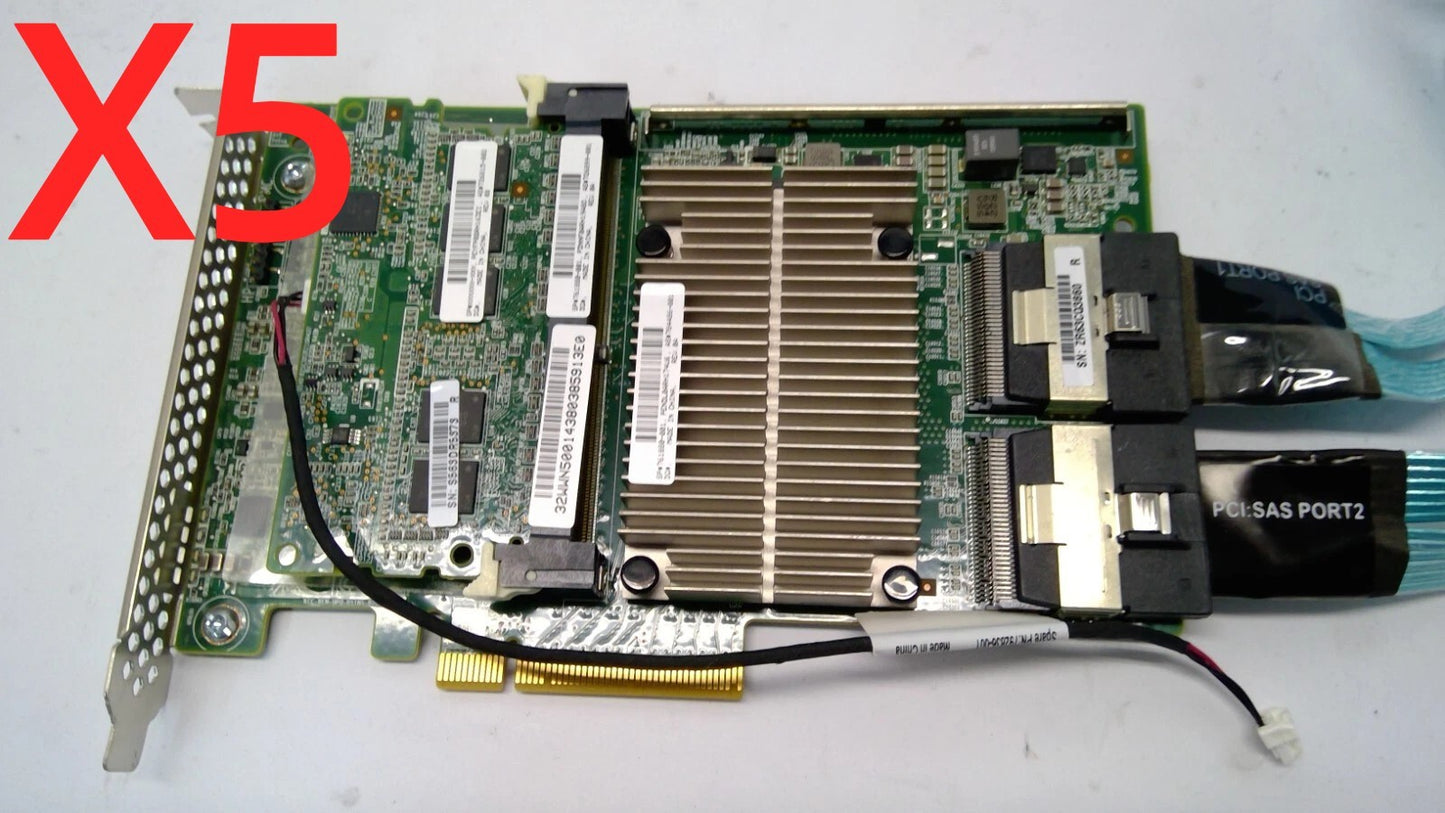 *LOT OF 5* HP 761880-001 Smart Array P840 12Gb 2-Port SAS w/4GB kit and 2 Cables
