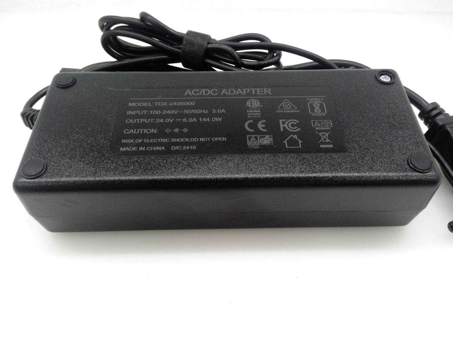TDX-2406000 24V 144W 6A 5.5*2.1 AC Adapter Power Supply Charger W/ Power cord