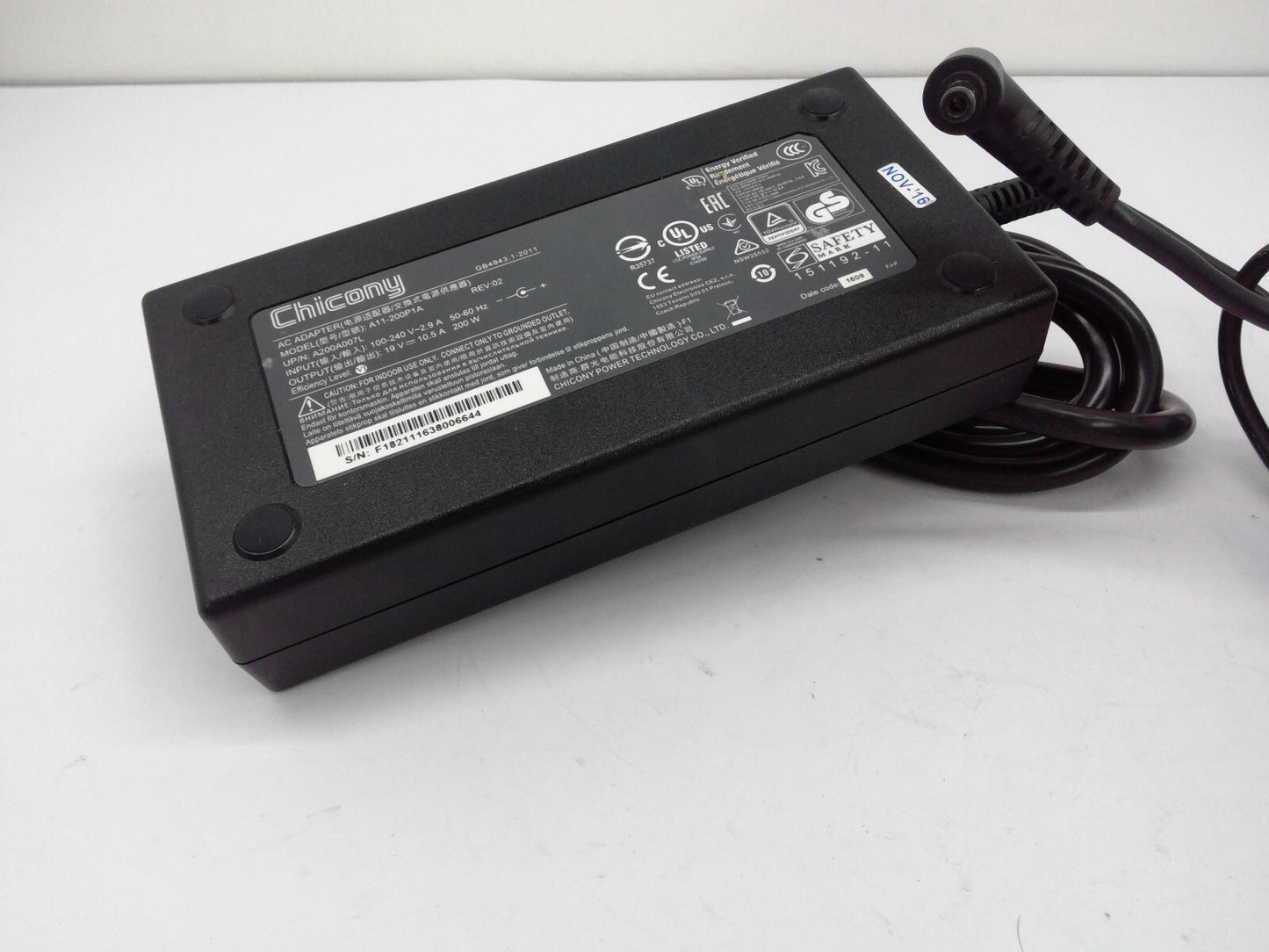 OEM Chicony 19V 10.5A 200W For Clevo PA71EP6-G A11-200P1A Tip 5.5mm