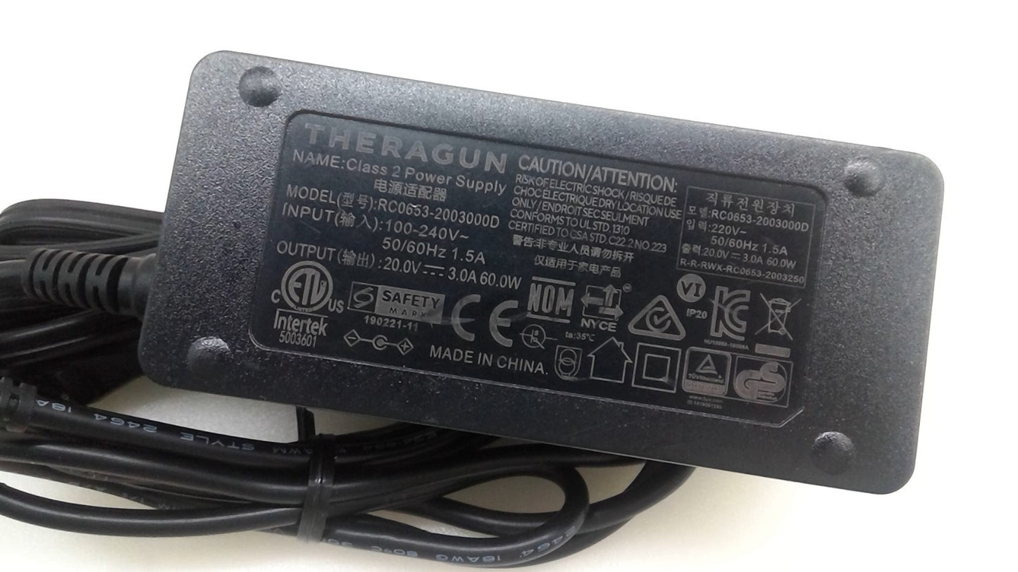Theragun Class 2 Power Supply 20V 3.0A 60W For Massager Charger RC0653-200300D