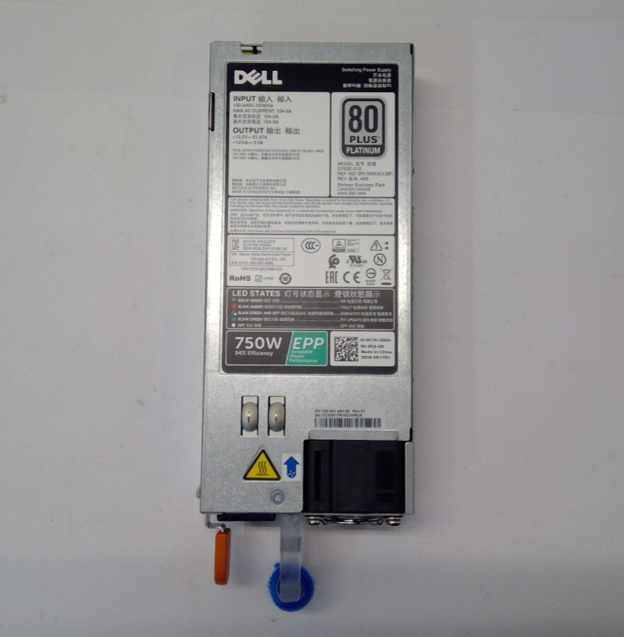 Dell R17R1 0R17R1 750W EPP AC D750E-S10 Airflow Ethernet S series power supply