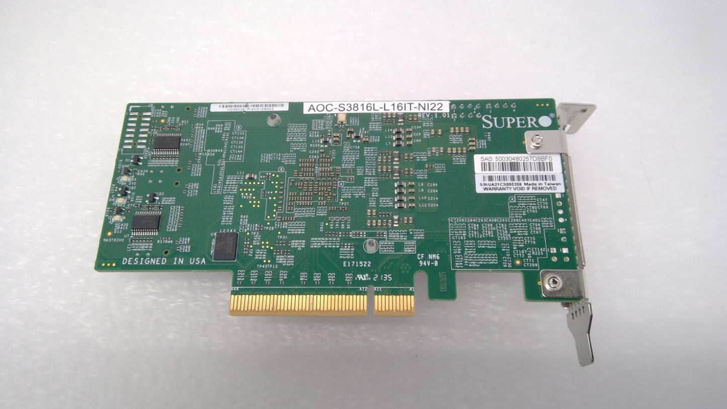 Supermicro AOC-S3816L-L16IT-NI22 16-Port SAS/SATA 12Gb/s PCIe RAID Controller