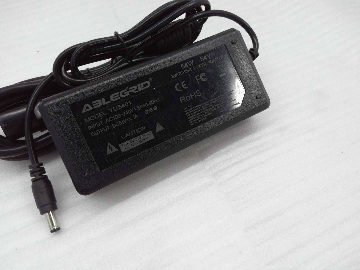 ABLEGRID 54W 54V 1A AC Adapter For Model: YU5401 Power Supply Charger Tip 5.5mm