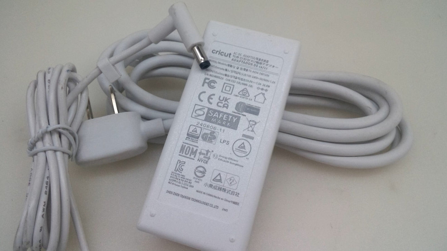 Genuine Cricut AC DC Adapter TS-A036-2401506 24V 1.5A 36W W/cord White