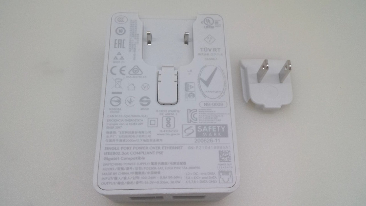 Genuine Logitech 534-000910 Single Port power over ethernet US Plug POE30R-1AT