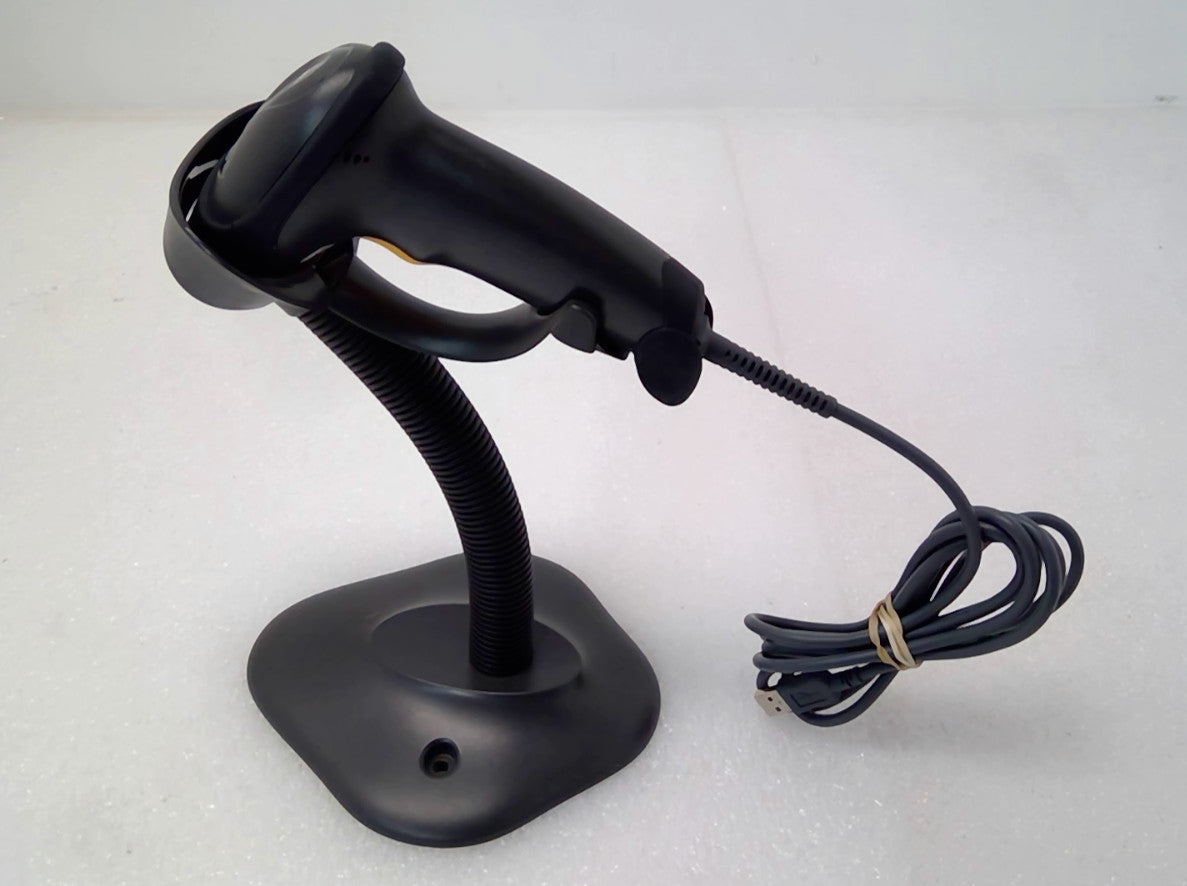 Symbol Barcode Scanner Black LS2208-SR20007R Handheld Laser USB With Stand