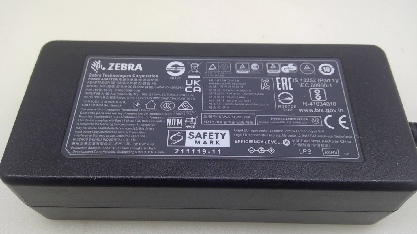 OEM Zebra 50W AC Adapter 24V 2.09A SAWA-74-20924A P1085000-006 Power Supply