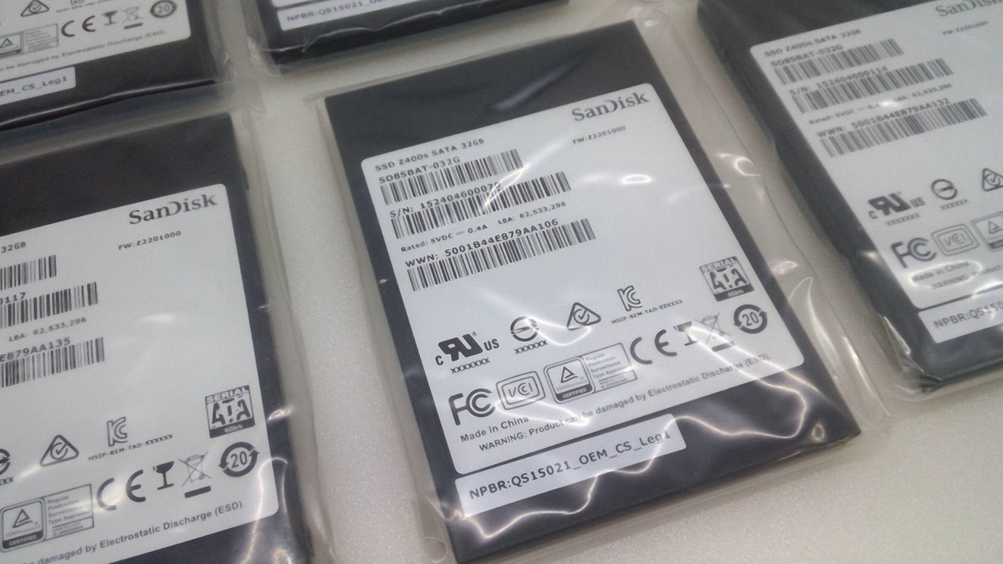 Lot of 6 New SanDisk SD8SBAT-032G Z400s 32Gb SATA 2.5-Inch Solid State Drive