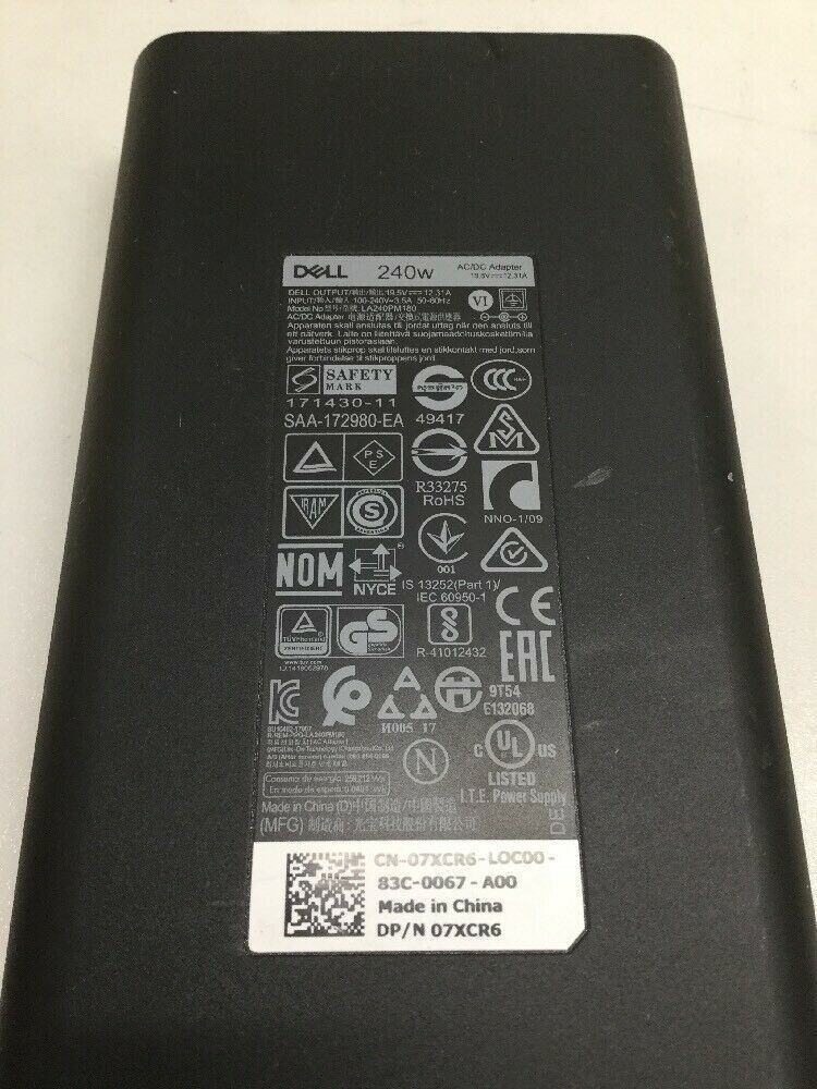 OEM DELL Alienware 240W AC Power Adapter 19.5V 12.31A LA240PM180 07XCR6 0RYJJ9