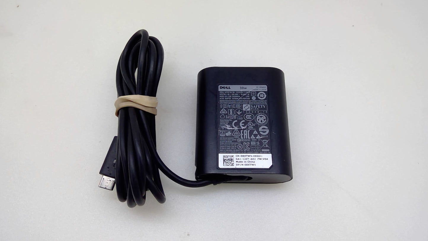 Genuine Dell 30W USB-C AC Adapter Charger DA30NM150 08XTW5 w/ Power Cord