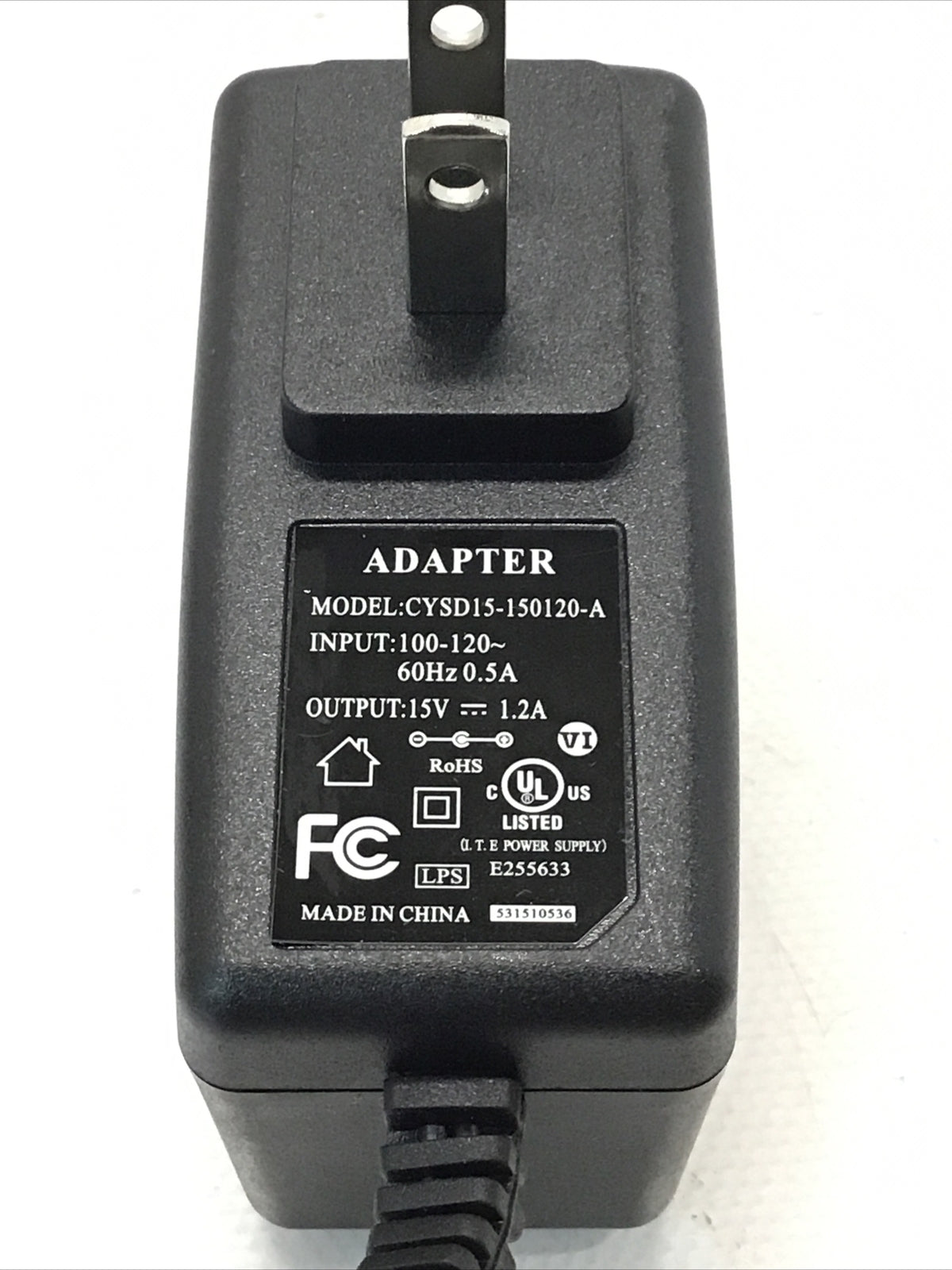 (10x) 15V 1.2A Charger AC Adapter Power Supply CYSD15-150120-A 5.0mm x 2.5mm