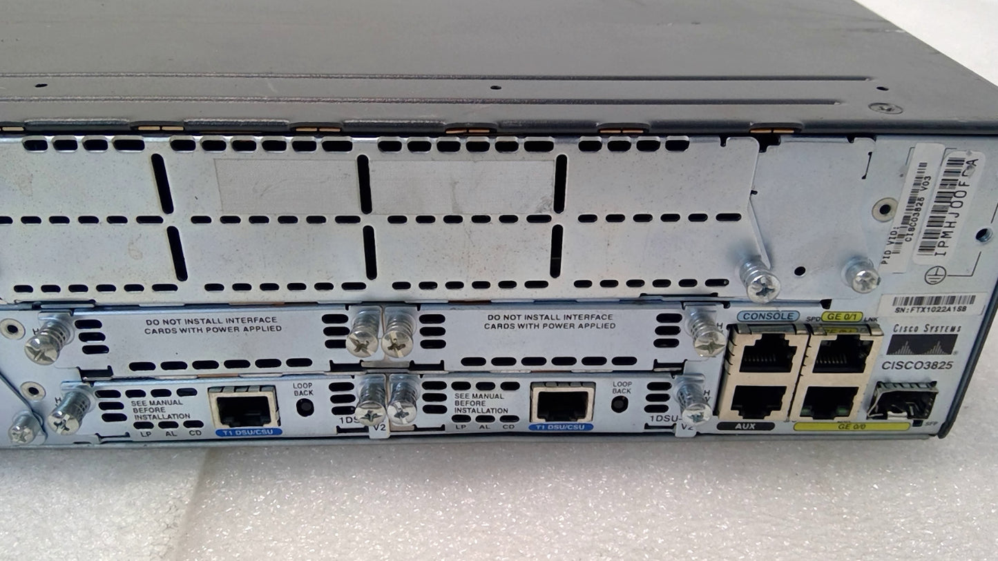 Cisco 3825 Integrated Services Router CISCO3825 W/2X1DSU-T1 V2 MODULES TESTED