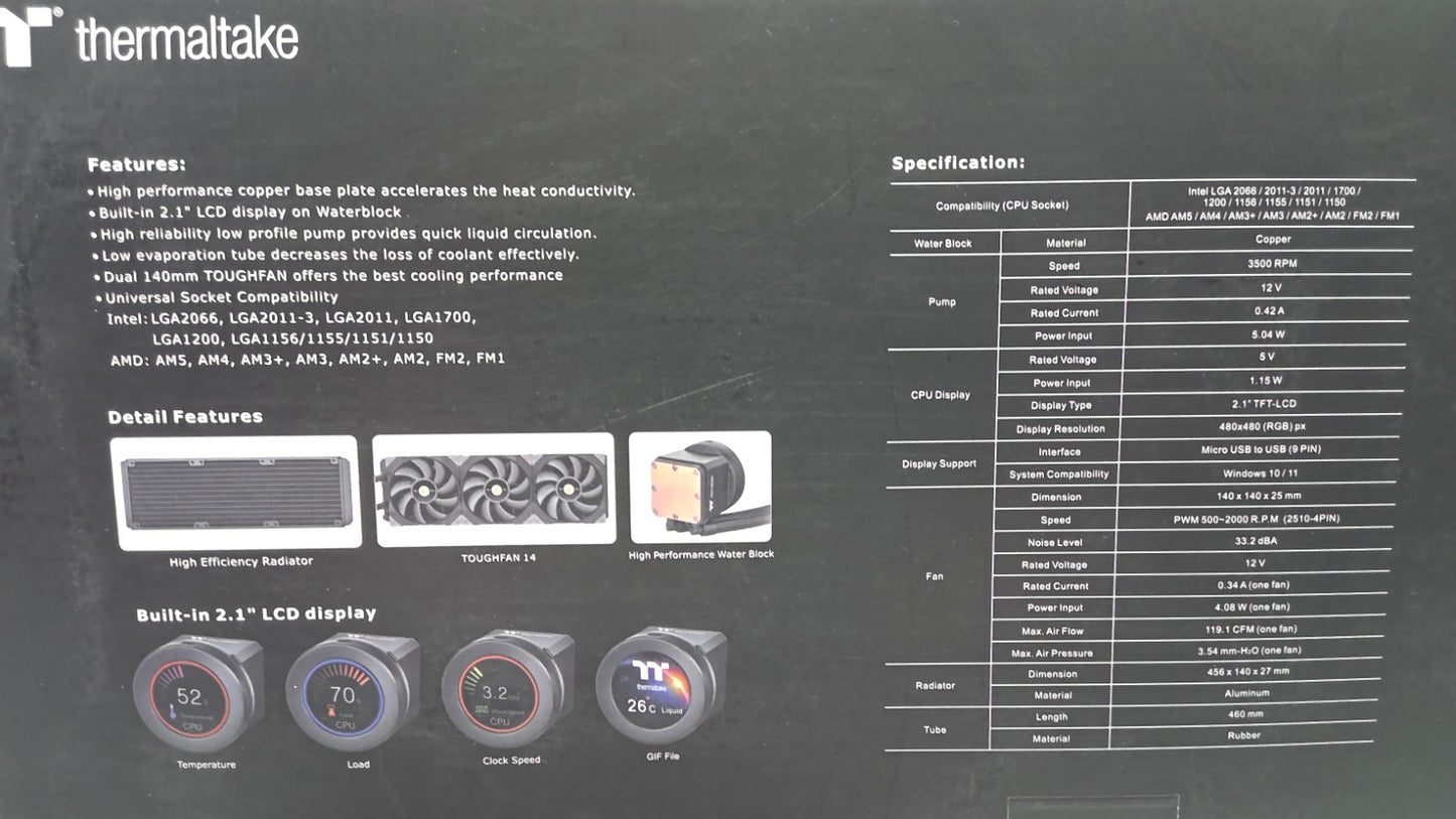 New Thermaltake TOUGHLIQUID Ultra 420 AIO liquid CL-W366-PL14BL-A Cooler