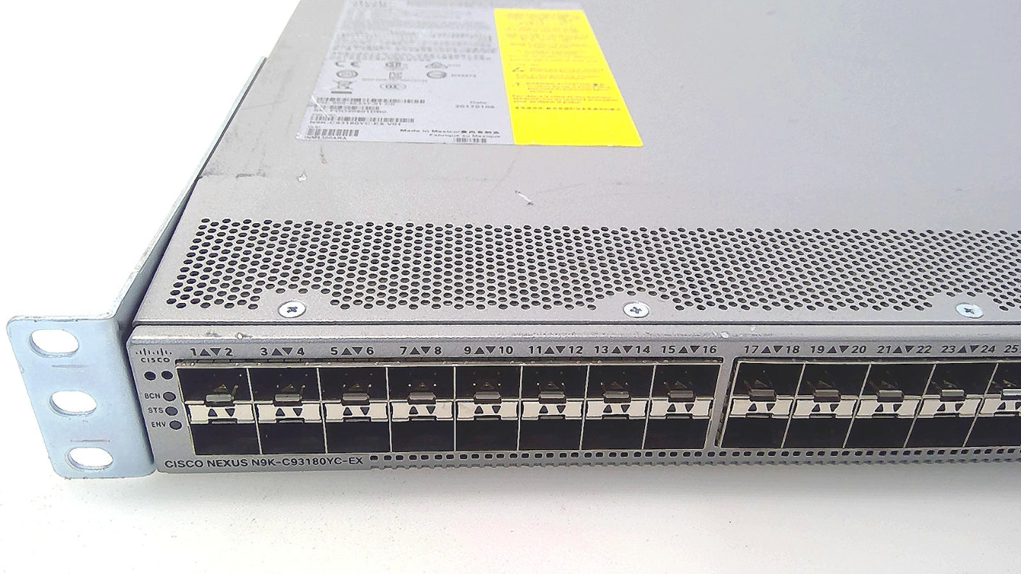 Cisco N9K-C93180YC-EX 48 Port Switch 2x PSU 4x Fans 6X 100Gb QSFP28 *Read*