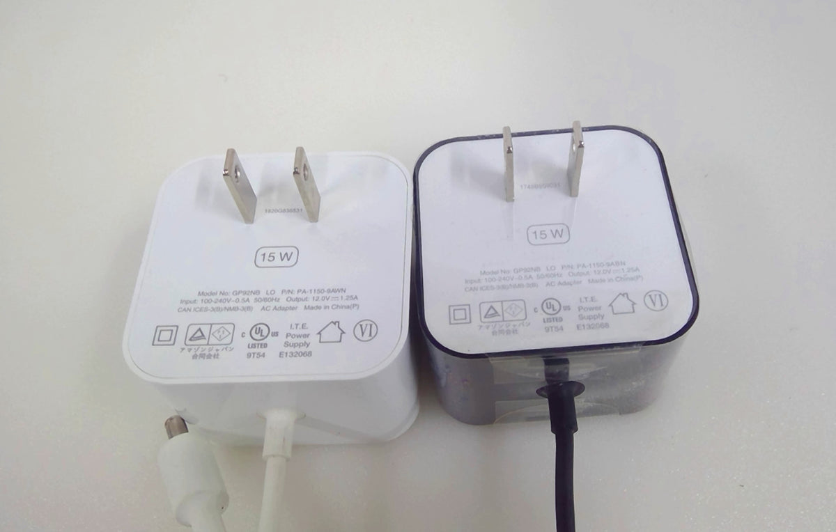 Lot of 2 Genuine Amazon 15W Power Adapters 12V 1.25A Black & White