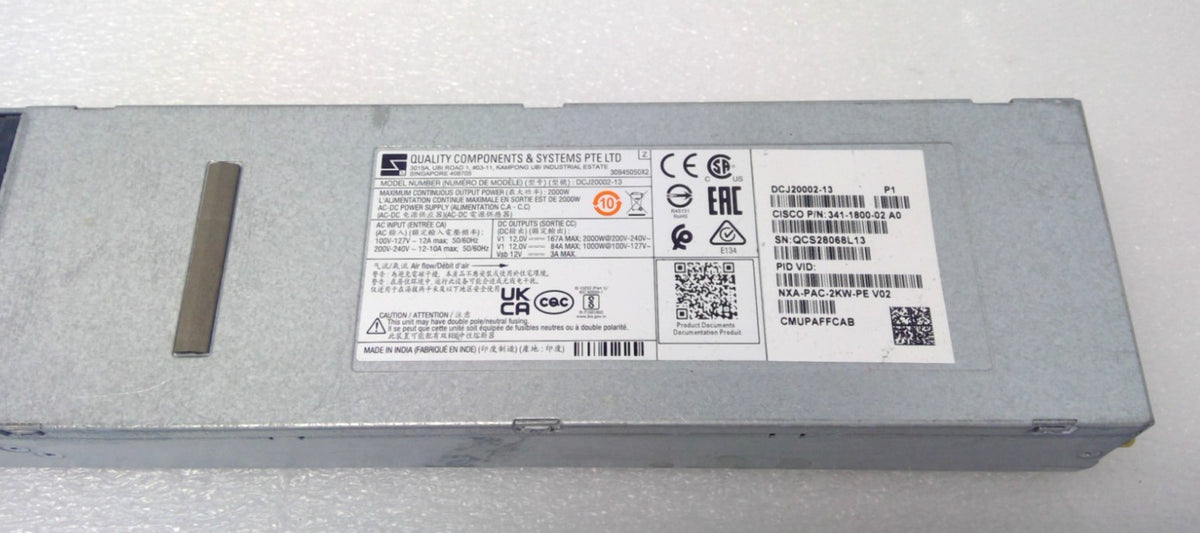 Cisco NXA-PAC-2KW-PE 2000W AC Power Supply Nexus 9000 3636C-R Port-Side Exhaust