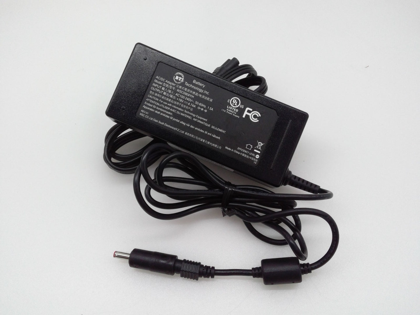 Battery Technology WSC0904YH AC Adapter 19V 4.74A 90W Power (W/ Red Tips Only)