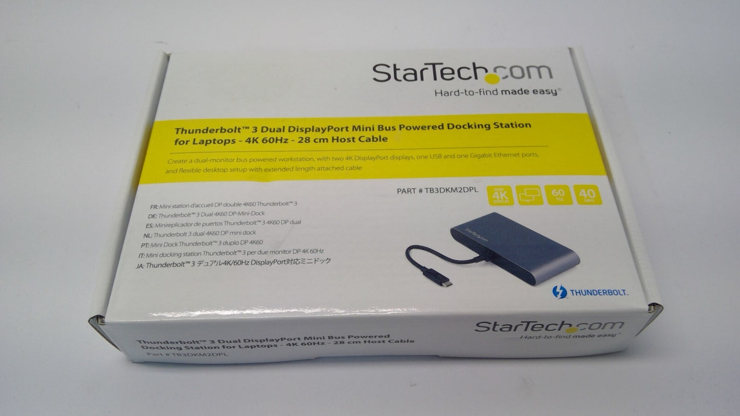 StarTech TB3DKM2DPL Thunderbolt 3 Dual DisplayPort Mini Bus Docking Station