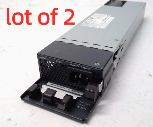 LOT OF 2 Cisco PWR-C1-1100WAC 1100WAC Power Supply for 3850 Series Switch