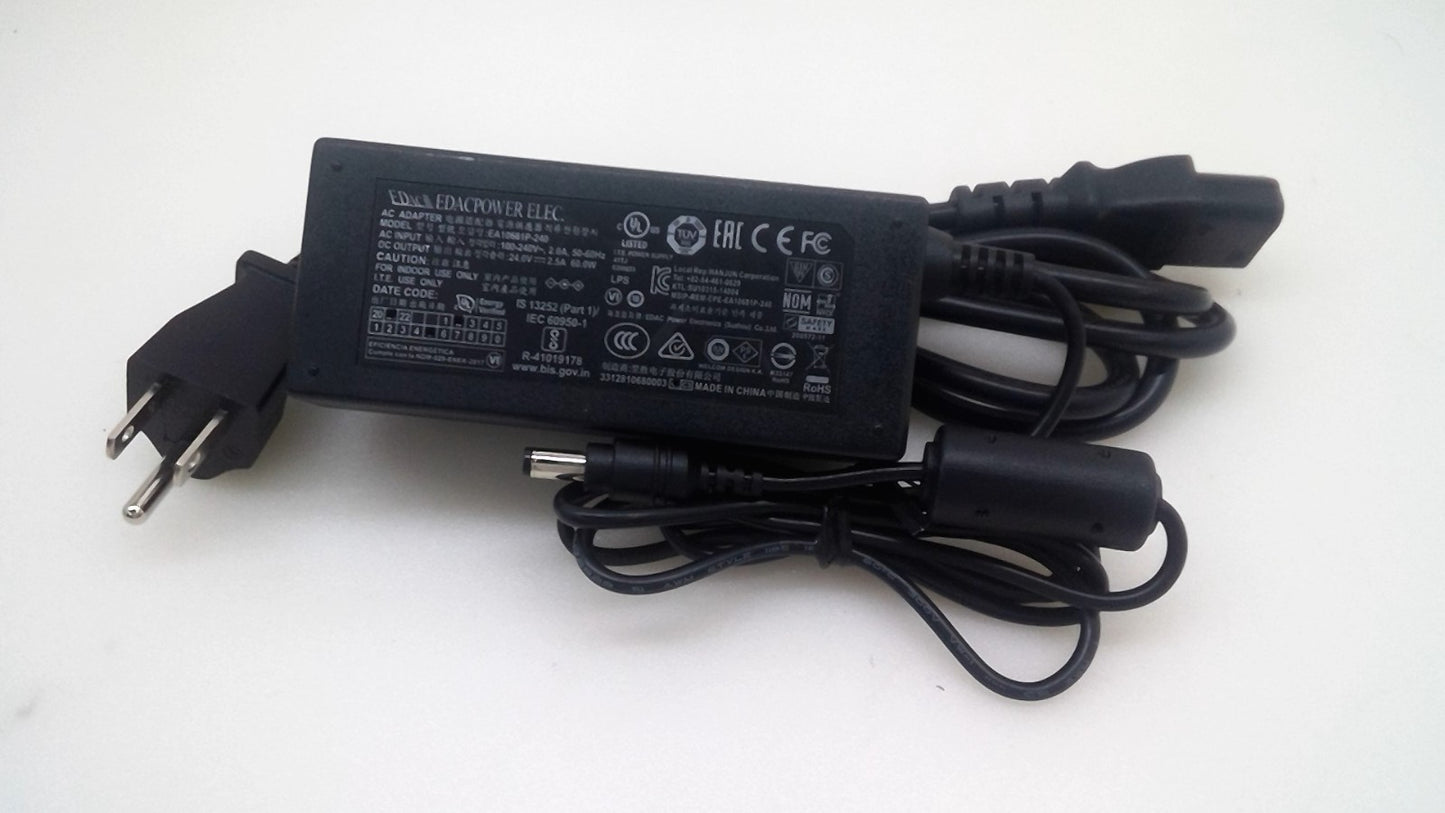 Genuine EDAC Power Electronics EA10681P-240 AC Adapter 24V 2.5A Power Supply