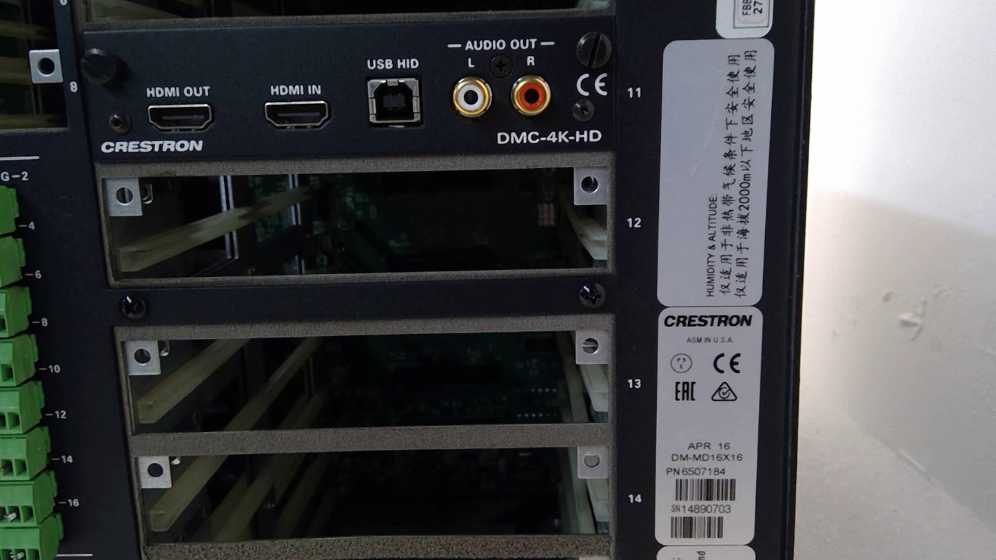 Crestron DM-MD16x16 Digital Media Switcher 32X terminals block 2X DMC-4K-HD 1LAN