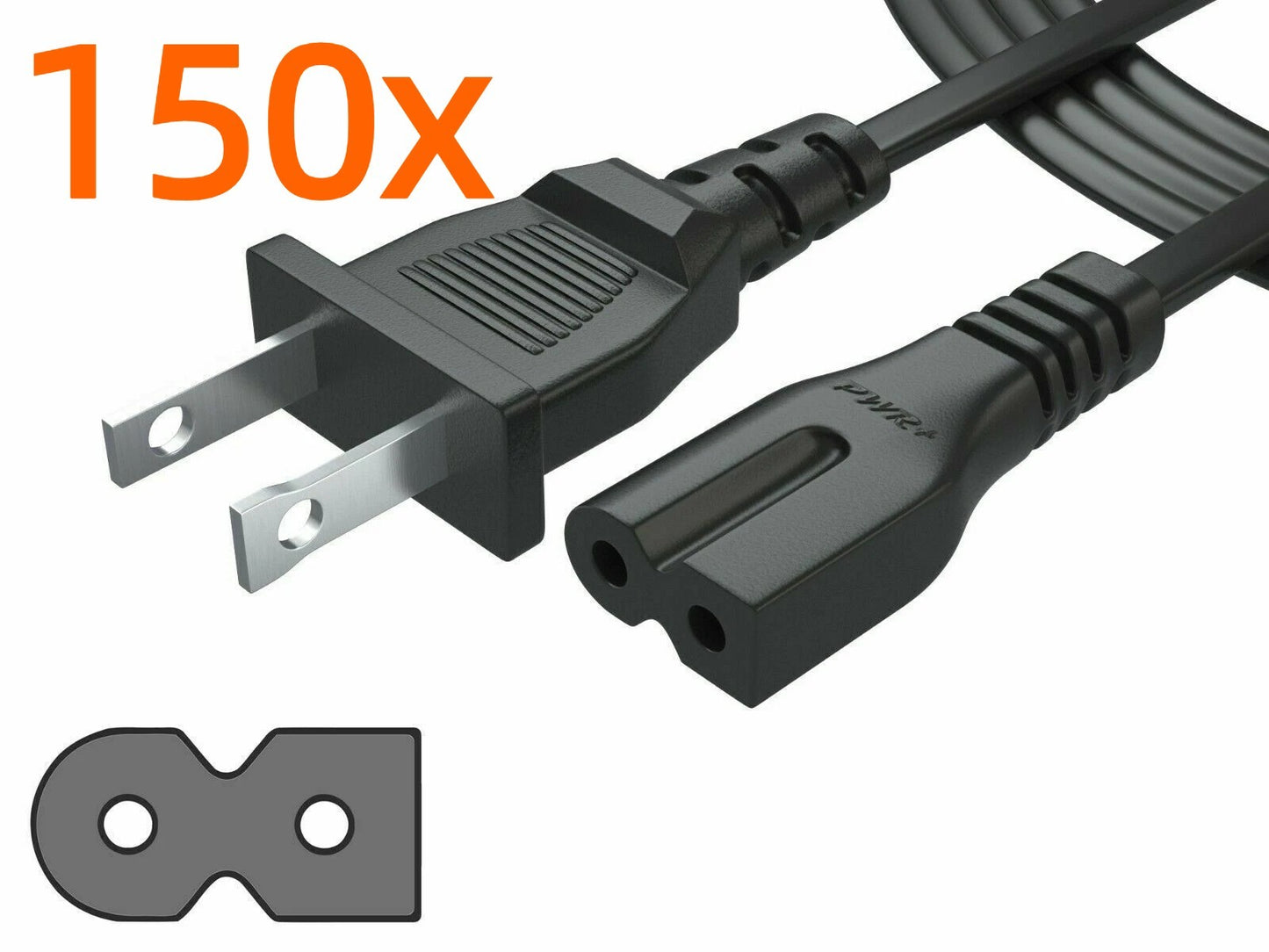 Lot (150) New US 2 Prong Pin 6ft Polarized Power Cord Cable