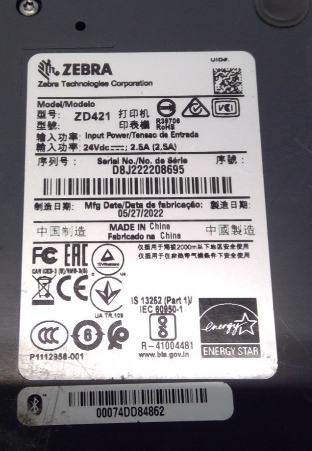 Zebra ZD421 Direct Thermal Desktop Barcode Shipping Label Printer USB