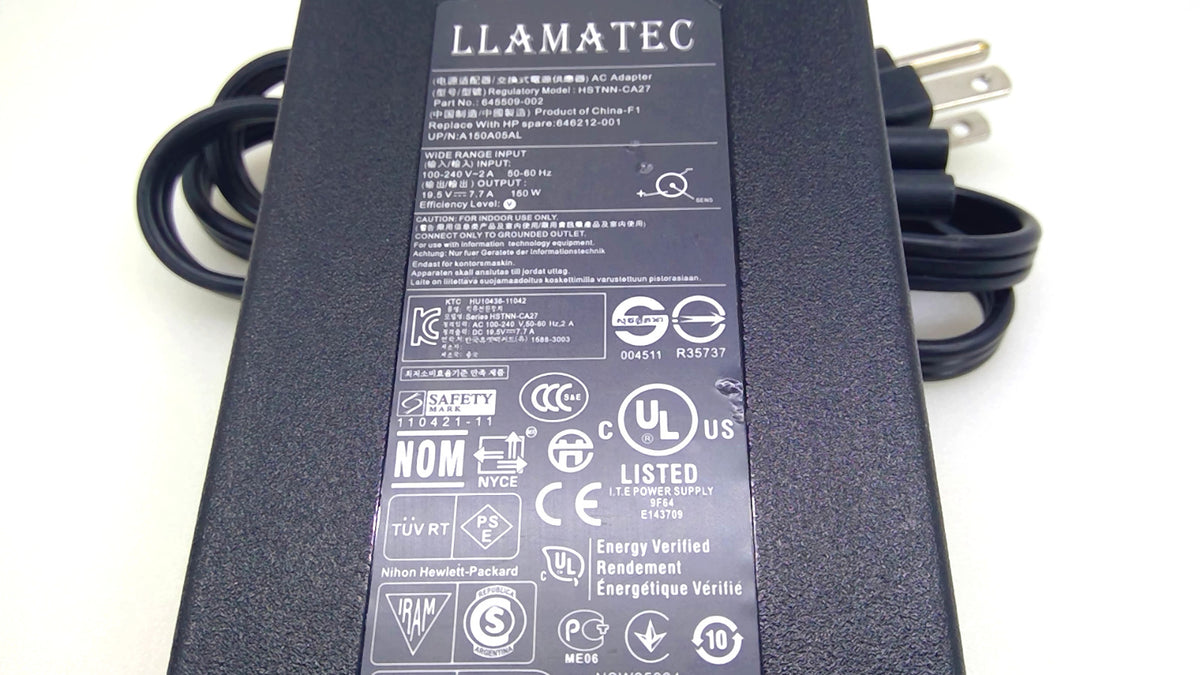 LLAMATEC 150W AC Adapter 19.5V 7.7A for HP 645509-002  HSTNN-CA27 Blue Tip