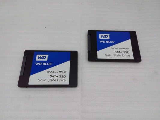 Lot of 2 WD Blue 3D NAND SSD WDS500G2B0A 500GB 2.5" SATA Solid State Drive
