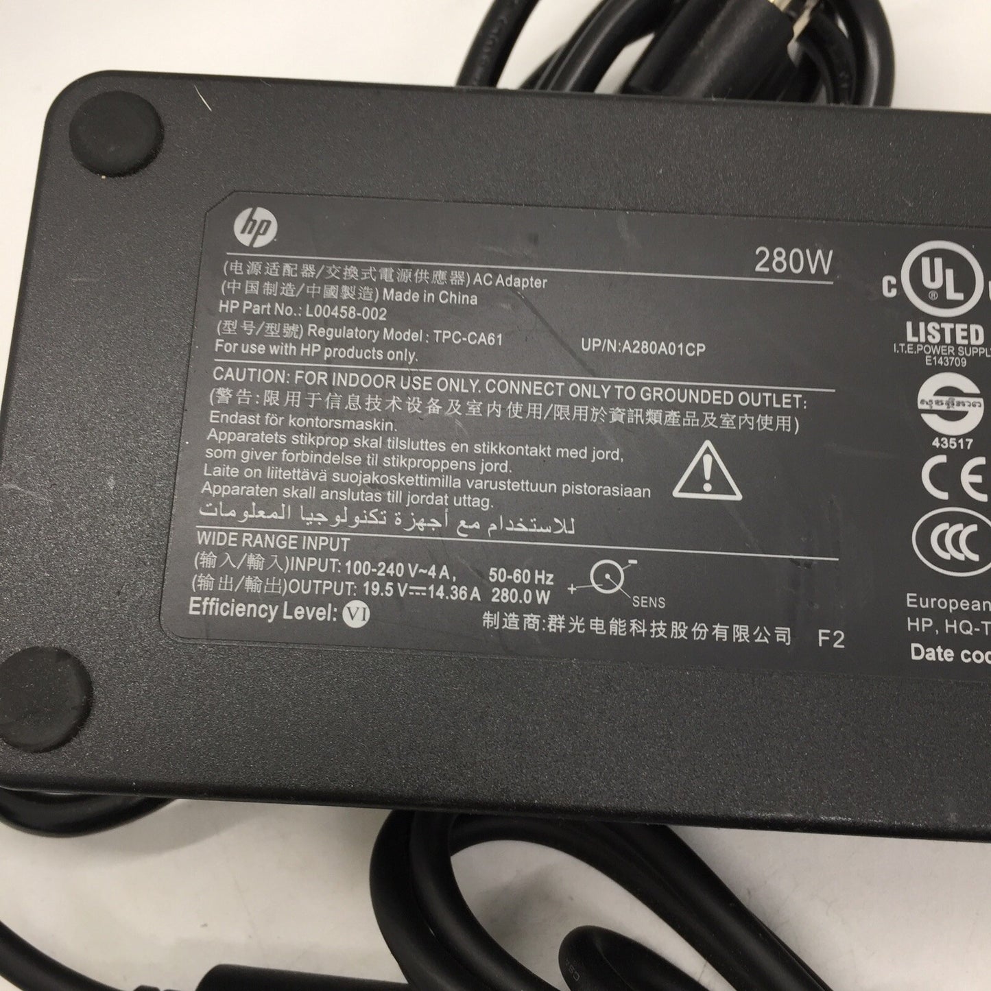 Original HP 280W 19.5V 14.36A L00458-002 TPC-CA61 AC Adapter