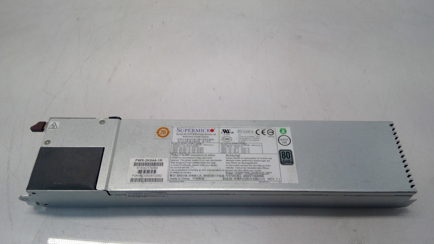 Supermicro PWS-2K04A-1R 1U 2000W Redundant PSU 80 Plus Titanium Power Supply
