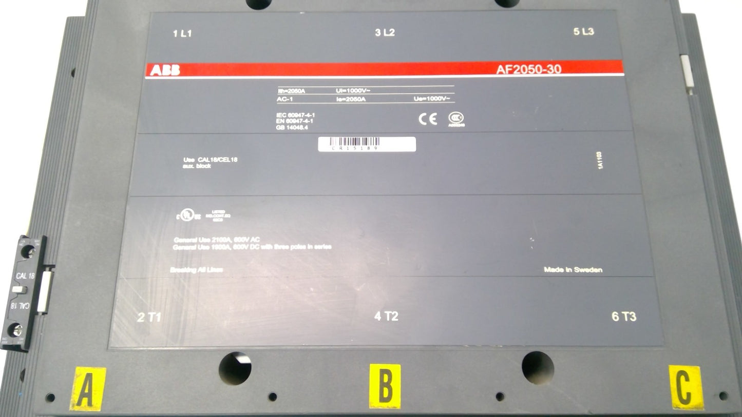 ABB AF2050-30 3-POLE 1000V CONTACTOR 100-250VAC/DC