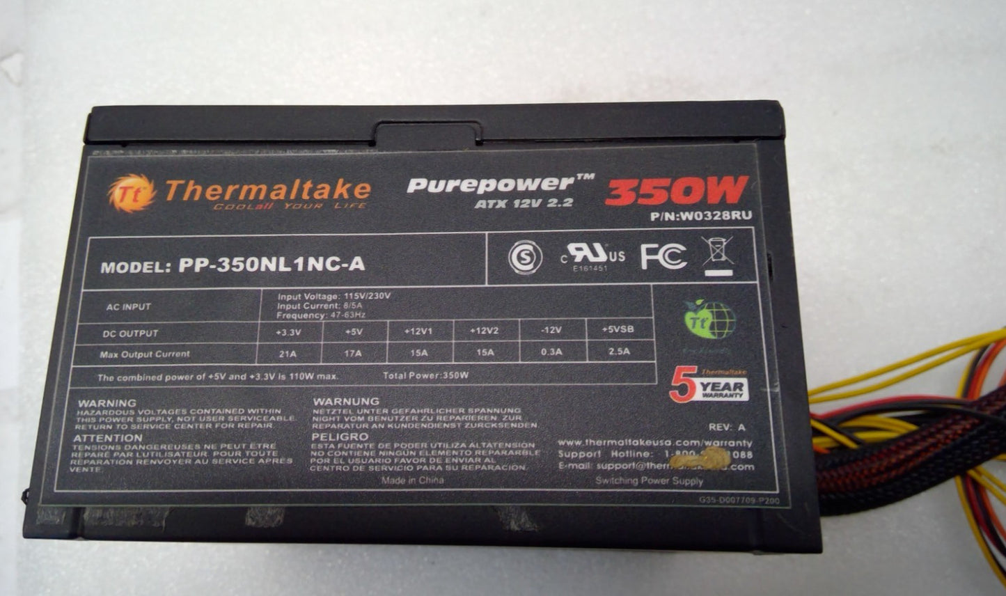 Thermaltake PurePower ATX 350W PP-350NL1NC-A desktop power supply W0328RU