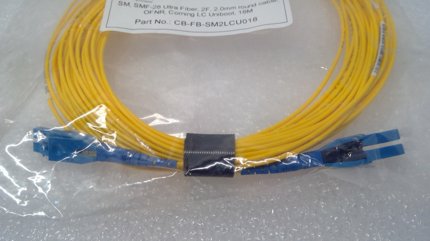 QTY 10 SM Duplex Patchcord CB-FB-SM2LCU014 SMF-28 Ultra Fiber 2F Corning Uniboot